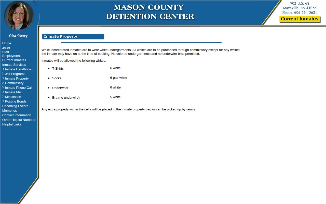 Mason County Detention Center property guidance relevant after release